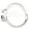 Rhodium Plated Individual Bangle, Teardrop Design, with Amethyst Swarovski Crystals and White Micro Pave, Polished, Rhodium Finish, 07.239.0002.12 (03 MM Thickness, One size fits all)