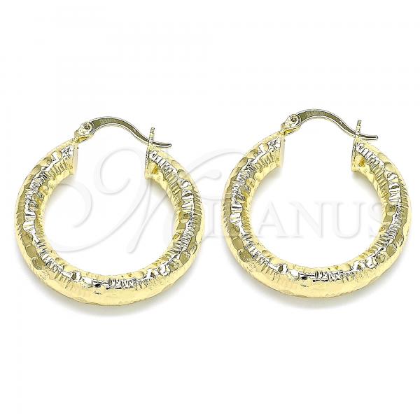 Oro Laminado Medium Hoop, Gold Filled Style Diamond Cutting Finish, Golden Finish, 02.213.0227.30