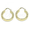 Oro Laminado Medium Hoop, Gold Filled Style Diamond Cutting Finish, Golden Finish, 02.213.0227.30