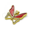 Oro Laminado Fancy Pendant, Gold Filled Style Butterfly Design, with White Micro Pave, Red Enamel Finish, Golden Finish, 05.381.0015.1