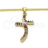 Oro Laminado Pendant Necklace, Gold Filled Style with Multicolor Cubic Zirconia, Polished, Golden Finish, 04.284.0014.3.22
