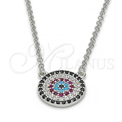 Sterling Silver Pendant Necklace, with Rhodolite Micro Pave, Polished, Rhodium Finish, 04.336.0070.16