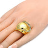 Oro Laminado Multi Stone Ring, Gold Filled Style with White Crystal, Polished, Golden Finish, 01.241.0024.09 (Size 9)