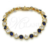Oro Laminado Tennis Bracelet, Gold Filled Style with Sapphire Blue and White Cubic Zirconia, Polished, Golden Finish, 03.210.0068.4.08