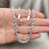 Rhodium Plated Basic Necklace, Rope Design, Polished, Rhodium Finish, 5.222.033.1.28