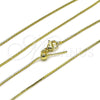 Oro Laminado Basic Necklace, Gold Filled Style Rat Tail Design, Diamond Cutting Finish, Golden Finish, 04.341.0132.20