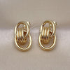 Oro Laminado Stud Earring, Gold Filled Style Hollow Design, Polished, Golden Finish, 02.196.0152