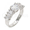 Rhodium Plated Multi Stone Ring, with White Cubic Zirconia, Polished, Rhodium Finish, 01.99.0052.1.07 (Size 7)
