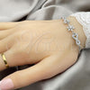 Sterling Silver Fancy Bracelet, Flower Design, with White Cubic Zirconia, Polished, Silver Finish, 03.398.0008.07