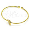 Oro Laminado Individual Bangle, Gold Filled Style Heart Design, Polished, Golden Finish, 07.385.0002