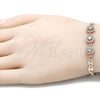 Oro Laminado Fancy Bracelet, Gold Filled Style with White Cubic Zirconia, Polished, Golden Finish, 03.233.0028.08