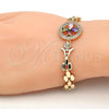 Oro Laminado Fancy Bracelet, Gold Filled Style with Multicolor Cubic Zirconia, Polished, Golden Finish, 03.210.0044.5.08