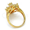 Oro Laminado Multi Stone Ring, Gold Filled Style Flower Design, with White Cubic Zirconia, Polished, Golden Finish, 01.210.0015.08 (Size 8)