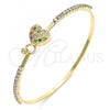 Oro Laminado Individual Bangle, Gold Filled Style Heart Design, with Multicolor Micro Pave and White Crystal, Polished, Golden Finish, 07.193.0022.1.04 (02 MM Thickness, Size 4 - 2.25 Diameter)