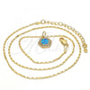 Oro Laminado Pendant Necklace, Gold Filled Style with Blue Topaz Opal and White Micro Pave, Polished, Golden Finish, 04.63.1319.2 .18
