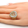 Oro Laminado Elegant Ring, Gold Filled Style Flower Design, Diamond Cutting Finish, Two Tone, 01.99.0096.07 (Size 7)