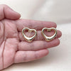 Oro Laminado Stud Earring, Gold Filled Style Heart Design, Polished, Golden Finish, 02.428.0006