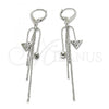 Sterling Silver Long Earring, with White Micro Pave, Polished, Rhodium Finish, 02.186.0173.1