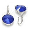 Rhodium Plated Dangle Earring, with Blue Zircon Swarovski Crystals, Polished, Rhodium Finish, 02.239.0001.5