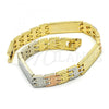 Oro Laminado Solid Bracelet, Gold Filled Style Polished, Tricolor, 03.102.0044.08