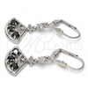 Rhodium Plated Long Earring, with Black Cubic Zirconia and White Micro Pave, Polished, Rhodium Finish, 02.236.0012.6