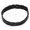 Stainless Steel Solid Bracelet, Greek Key Design, Polished, Black Rhodium Finish, 03.114.0384.09
