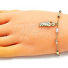 Oro Laminado Charm Bracelet, Gold Filled Style San Judas Design, Diamond Cutting Finish, Tricolor, 03.351.0156.08