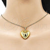 Oro Laminado Fancy Pendant, Gold Filled Style Heart Design, Polished, Golden Finish, 05.368.0003