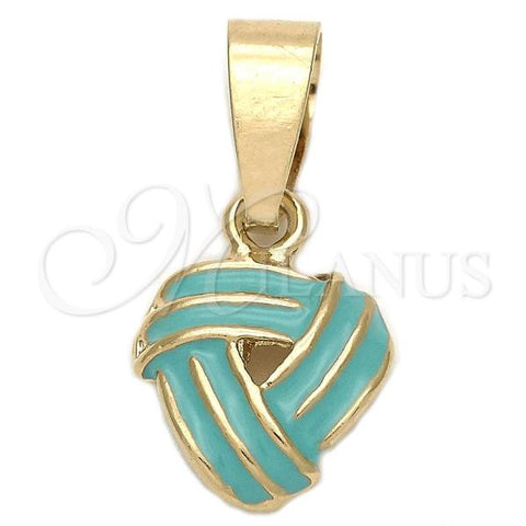 Oro Laminado Fancy Pendant, Gold Filled Style Love Knot Design, Blue Enamel Finish, Golden Finish, 05.163.0059.4