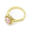 Oro Laminado Multi Stone Ring, Gold Filled Style with Pink Cubic Zirconia, Polished, Golden Finish, 01.284.0045.06