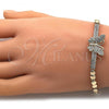 Oro Laminado Fancy Bracelet, Gold Filled Style Butterfly Design, with White Micro Pave, Polished, Golden Finish, 03.283.0071.07