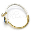 Oro Laminado Individual Bangle, Gold Filled Style Heart Design, with Denin Blue Swarovski Crystals and White Micro Pave, Polished, Golden Finish, 07.239.0008.4 (03 MM Thickness, One size fits all)