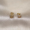 Oro Laminado Stud Earring, Gold Filled Style with White Crystal, Polished, Golden Finish, 02.63.2706