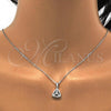 Sterling Silver Earring and Pendant Adult Set, with White Cubic Zirconia and White Micro Pave, Polished, Rhodium Finish, 10.174.0221