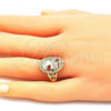 Oro Laminado Elegant Ring, Gold Filled Style Praying Hands and Cross Design, Polished, Golden Finish, 01.380.0011.07