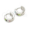 Stainless Steel Huggie Hoop, with Multicolor Crystal, Polished, Steel Finish, 02.230.0043.2.10