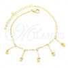 Oro Laminado Charm Bracelet, Gold Filled Style Ball and Twist Design, Polished, Golden Finish, 03.105.0048.10