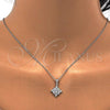 Sterling Silver Earring and Pendant Adult Set, with White Cubic Zirconia, Polished, Rhodium Finish, 10.175.0047