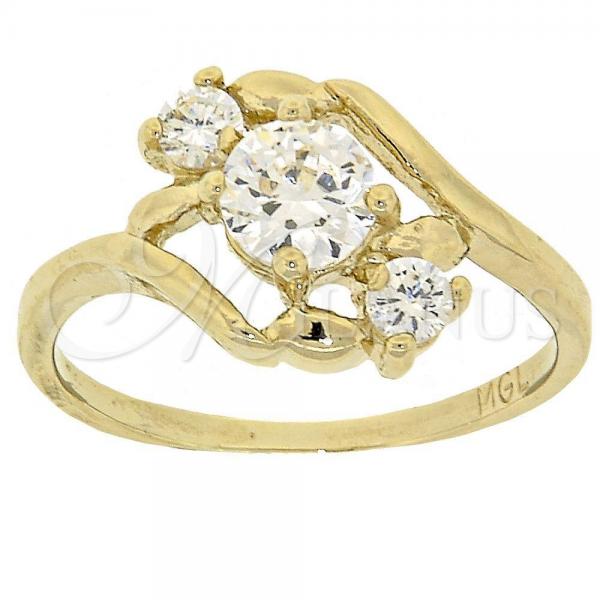 Oro Laminado Multi Stone Ring, Gold Filled Style with White Cubic Zirconia, Polished, Golden Finish, 5.165.018.09 (Size 9)