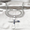Stainless Steel Necklace and Bracelet, Square Franco Design, Polished, Steel Finish, 06.63.0304.28