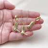 Oro Laminado Earring and Pendant Adult Set, Gold Filled Style Shoes Design, Polished, Golden Finish, 10.341.0017