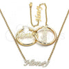Oro Laminado Necklace, Bracelet and Earring, Gold Filled Style Polished, Golden Finish, 06.63.0250