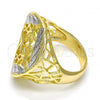 Oro Laminado Elegant Ring, Gold Filled Style Flower Design, Diamond Cutting Finish, Two Tone, 01.99.0096.09 (Size 9)