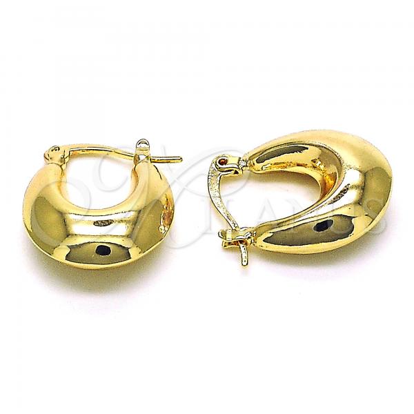 Oro Laminado Small Hoop, Gold Filled Style Hollow Design, Polished, Golden Finish, 02.163.0189.20