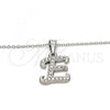 Stainless Steel Pendant Necklace, Initials and Rolo Design, with White Crystal, Polished, Steel Finish, 04.238.0004.1.18