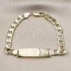 Oro Laminado ID Bracelet, Gold Filled Style Curb Design, Polished, Golden Finish, 03.213.0131.08
