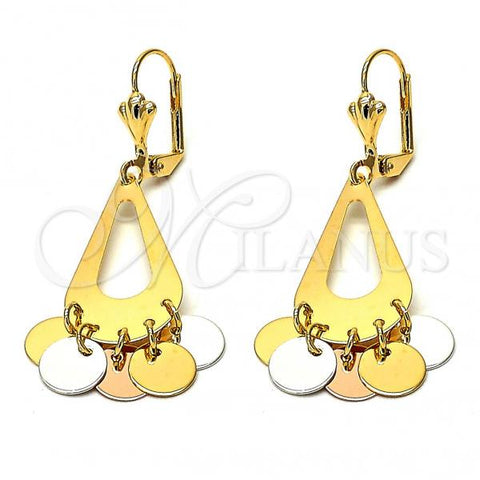 Oro Laminado Chandelier Earring, Gold Filled Style Polished, Tricolor, 02.32.0199