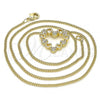 Oro Laminado Pendant Necklace, Gold Filled Style Heart Design, with White Micro Pave, Polished, Golden Finish, 04.156.0357.20