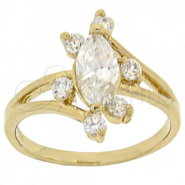 Oro Laminado Multi Stone Ring, Gold Filled Style with White Cubic Zirconia, Polished, Golden Finish, 5.167.020.07 (Size 7)