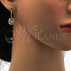 Oro Laminado Dangle Earring, Gold Filled Style Flower Design, with White Cubic Zirconia, Polished, Golden Finish, 02.217.0058